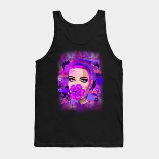 Girl with Pink Hibiscus on Lips Tank Top